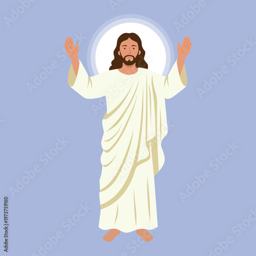 Resurrection of Jesus Christ with Radiant Halo and Upraised Hands