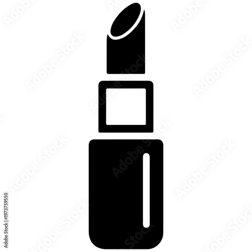 Minimalist black and gold lipstick icon on white background