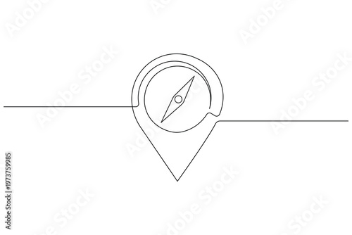 Location icon continuous one line drawing minimalist style isolate outline illustration