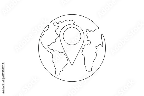 Location icon continuous one line drawing minimalist style isolate outline illustration