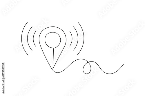 Location icon continuous one line drawing minimalist style isolate outline illustration