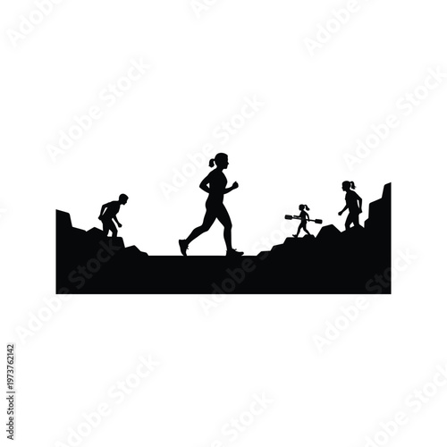 silhouettes of people playing basketball on a court at dusk against the city skyline