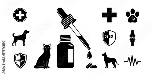 Pet Supplements CBD Oil Wellness Dropper Icon