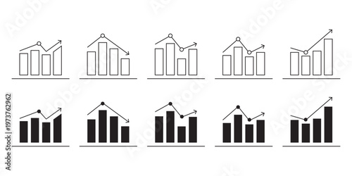 Tablou pe pânză Business success growth arrow icon vector isolated on white background
