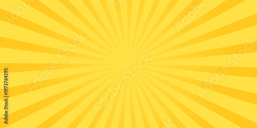 Yellow banner with Sun rays, lines background, light