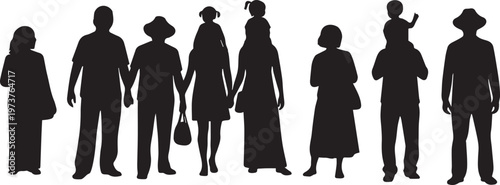 Crowd of people vector illustration silhouette for community diversity and social gathering