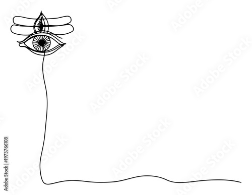 Lord Shiva third eye and tripundra tilak symbol in minimalist continuous line art style