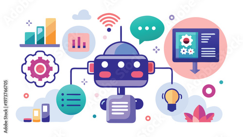 Artificial Intelligence AI Chatbot Automation Robotics Flat Icon Set Modern Vector Collection