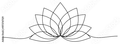Bild auf Leinwand Lotus flower blooming symbol of purity in minimalist continuous line art style