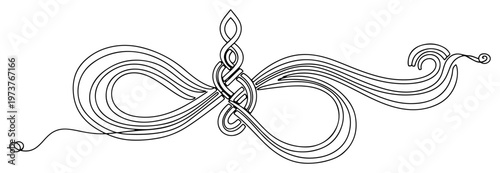 Foto Abstract endless knot or interwoven ribbon symbol in minimalist continuous line