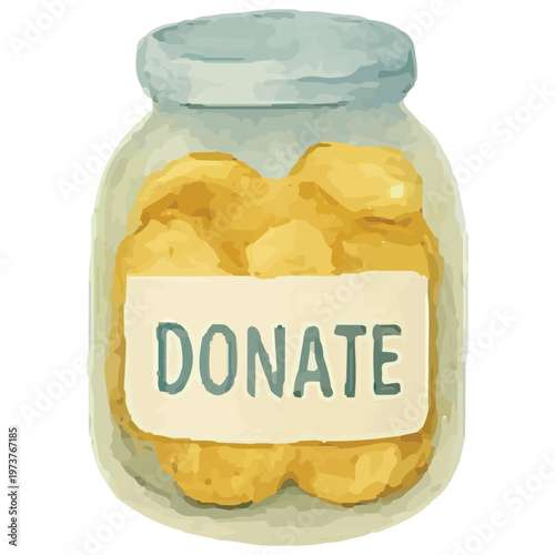 Donation Jar with Coins for Fundraising, Charity Savings, and Nonprofit Financial Support