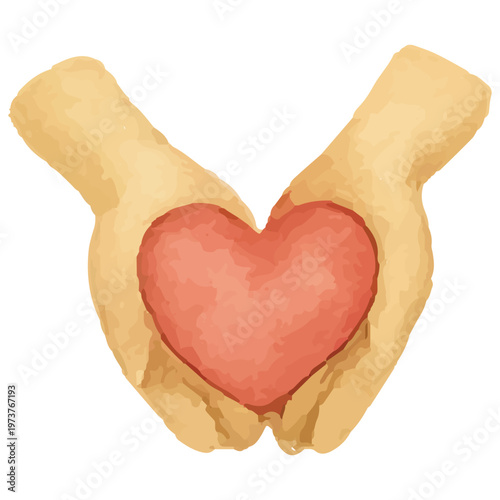 Hands Holding Heart for Charity Care, Compassion, and Community Support Illustration