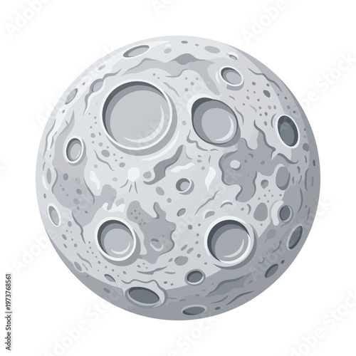 Moon surface icon with craters and lunar texture in modern flat vector style.