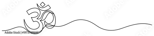 Om symbol spiritual icon in continuous line art style
