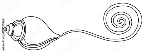 Sacred conch shell shankha symbol of hinduism in minimalist continuous line art style