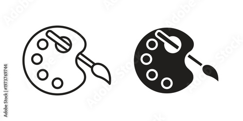 Artist color palette icon set. black Illustration for graphic and web design.