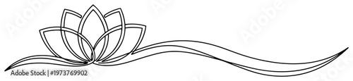 Lotus flower symbol of purity and enlightenment in continuous line art style