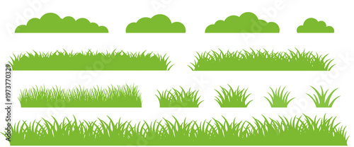 set of green grass and bushes