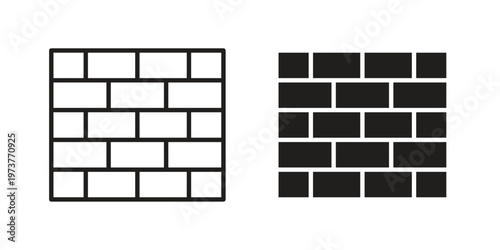 Brickwall icon set. black Illustration for graphic and web design.