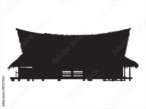 Silhouette of Traditional Minangkabau House, cultural architecture vector illustration