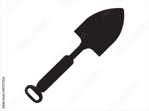 Black silhouette of a garden shovel, Silhouette of shovel tool, gardening and construction vector illustration
