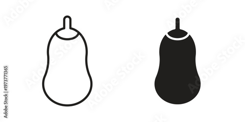 Butternut squash icon set. black Illustration for graphic and web design.