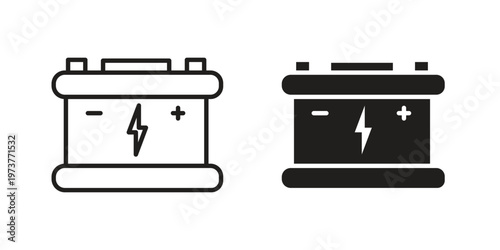 Car Battery icon set. black Illustration for graphic and web design.