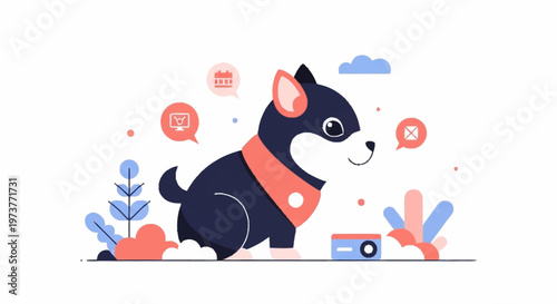 A cartoon dog with a camera.