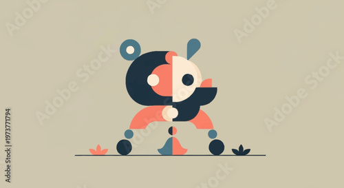 A stylized illustration of a dancing robot.