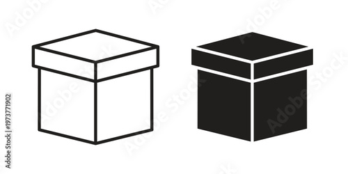 Cardboard box icon set. black Illustration for graphic and web design.
