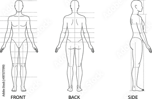 Women fashion technical sketch of two piece bikini and swimsuit featuring halter neck and strappy back details for swimwear design tech packs