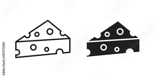 Cheese slice icon set. black Illustration for graphic and web design.