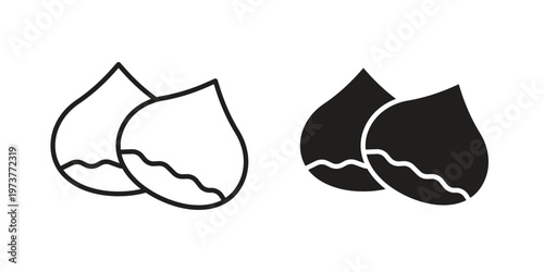 Chestnut icon set. black Illustration for graphic and web design.