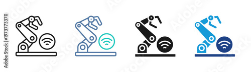 Robotic Control icon set multiple style collection