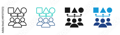 Team Structure icon set multiple style collection