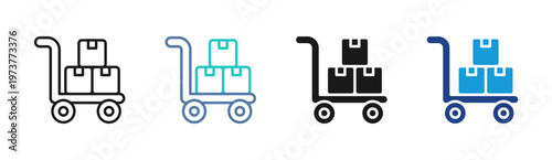 Package Trolley icon set multiple style collection