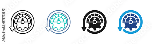 Process Cycle icon set multiple style collection