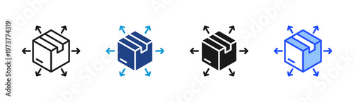 Product Distribution icon set multiple style collection