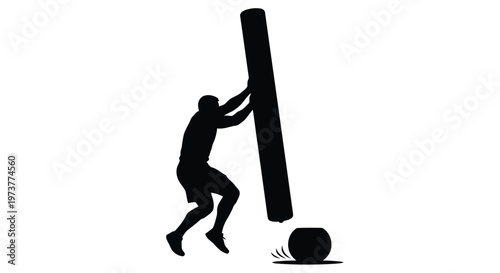 Strong athlete flipping heavy tire during intense outdoor training session