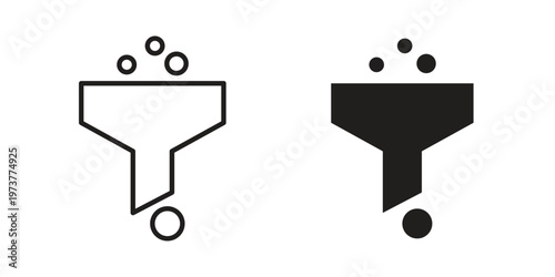Filter funnel process icon set. black Illustration for graphic and web design.