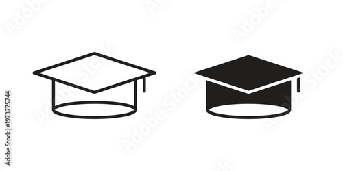 Graduation hat icon set. black Illustration for graphic and web design.