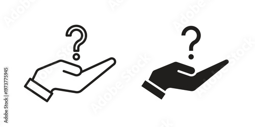 Hand holding question mark icon set. black Illustration for graphic and web design.