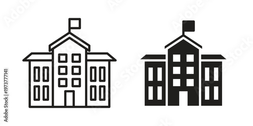 Institution icon set. black Illustration for graphic and web design.