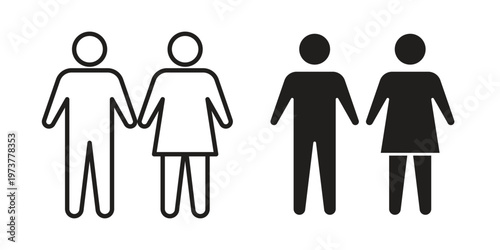 Man and woman icon set. black Illustration for graphic and web design.