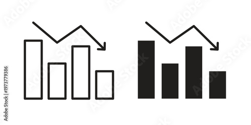 Negative trend icon set. black Illustration for graphic and web design.