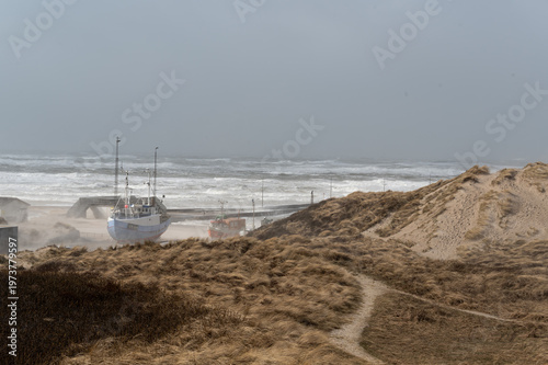 Scenes from the storm Dave hitting the Danish west coast around Løkken on 5 April 2026.
