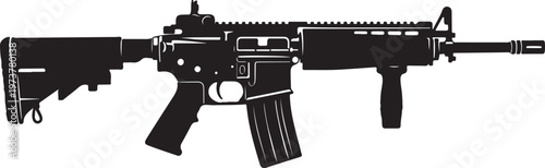 Rifle, assault rifle, gun, black rifle, military rifle, vector illustration, firearm, weapon