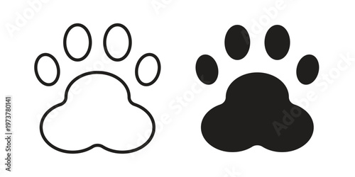 Paw icon set. black Illustration for graphic and web design.