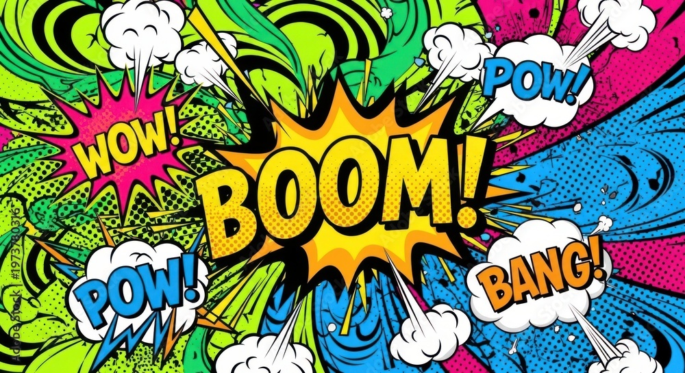 Obraz premium Vibrant comic book style illustration with explosion effects
