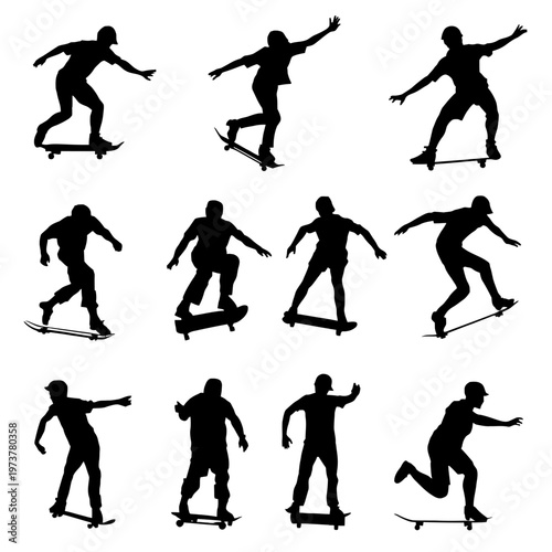Silhouette of a person enjoying skateboard stunts and tricks